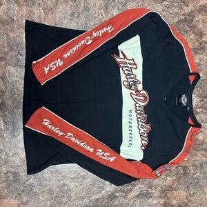 Harley-Davidson Black and Red V-Neck Shirt